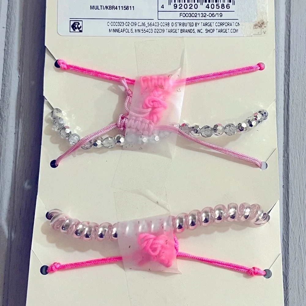 Cat & Jack Girls 5pc Bracelet Set Girl Power Star Tassel Pink Teal MULTI NWT